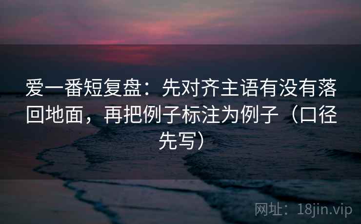 爱一番短复盘：先对齐主语有没有落回地面，再把例子标注为例子（口径先写）